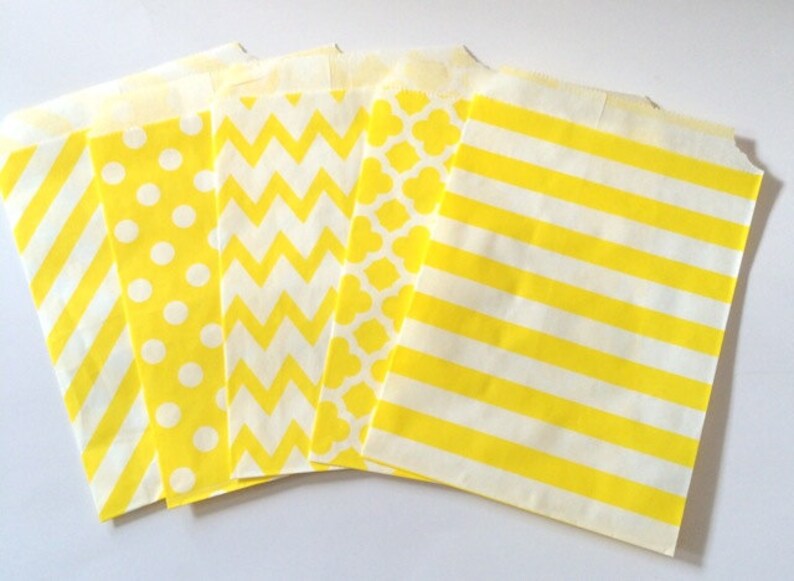 Yellow Party Favor Bags 5x7 Paper Treat Bags Yellow Candy Etsy