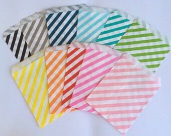 Stripe Party Favor Bags 5x7 Paper Treat Bags Candy Buffet Favor Wedding baby shower Favor  Goodie Bags Popcorn bags Bakery Bags 20 count