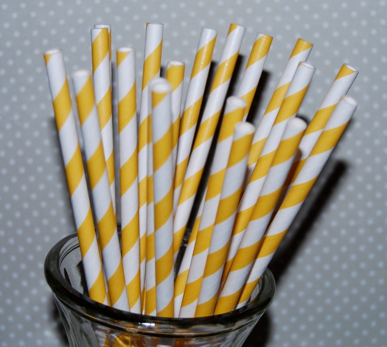 25 Extra long soda bottle Yellow stripe paper drinking straws Stripe See also Personalized flags option. with FREE Blank Flags