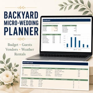 Mikrobröllopsplanerare för trädgården | Budget, gäster, leverantörer, väderrapportering (Excel-nedladdning)