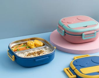 Stainless Steel Bento Box, 304 Steel Lunch Box, Reusable Food Container for Kids