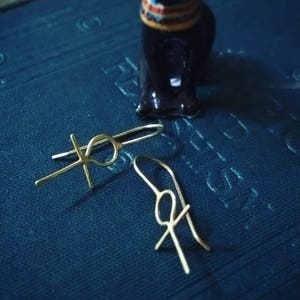 14k gold ankh earrings, solid gold ancient Egyptian symbol, key of life, minimalist earrings, Magickal jewellery, everyday.
