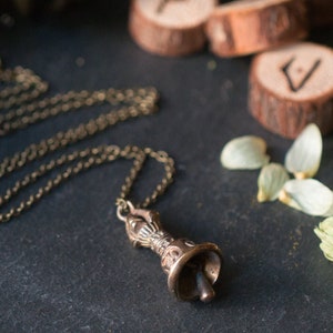 Witch bell necklace, Om protection amulet, witches bells, creative talisman, musical necklace, witchy jewelry, warding magic, folk magic.