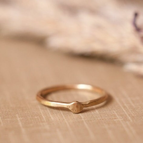 Gold Ouroboros ring, solid gold infinity snake stacking ring, 14k red or yellow gold, thumb or pinkie, gender neutral, KREIS collection.