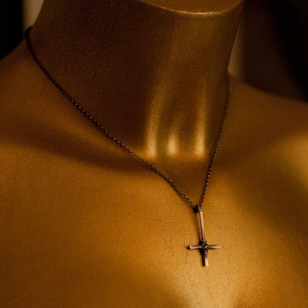 St. Peter's Cross necklace, inverted crucifix pendant necklace, Latin cross necklace, humility symbol, gender neutral.