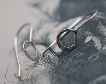 Little Moons... sterling silver or 14k gold earrings, hammered loops, moon earrings, silvery moon, everyday earrings, gold moon earrings