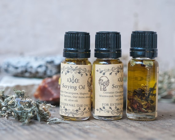 Scrying Oil, 10ml witch oil for divination, clairvoyance rituals or spellwork, use with tarot, pendulums or spirit boards, or for dream work