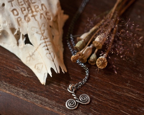 Spiral pendant, Viking necklace, Thor's hammer, ancient symbol, spiral amulet, talisman, witchy jewelry, sacred geometry,