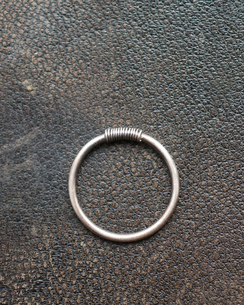 Sterling silver stacking ring with wire wrap detail, skinny stackable ring, minimalist design, oxidised 925 silver, unisex, pinkie ring. image 2