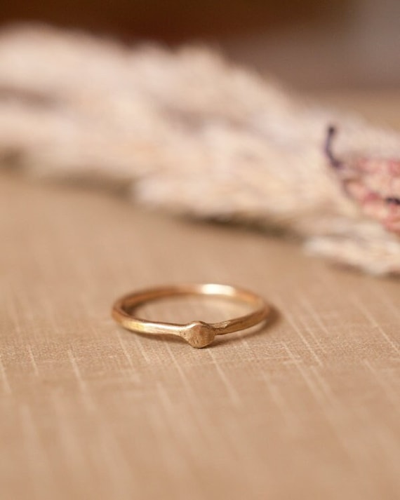 Gold Ouroboros ring, solid gold infinity snake stacking ring, 14k red or yellow gold, thumb or pinkie, gender neutral, KREIS collection.