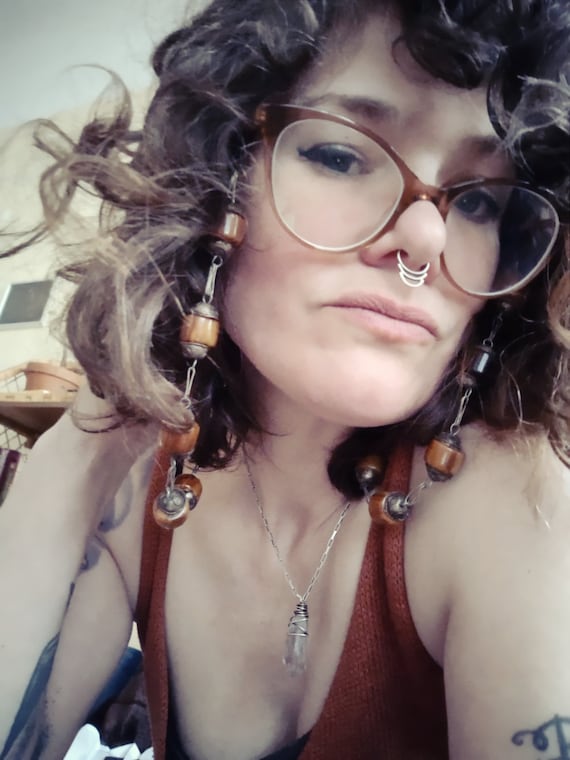 Chunky beaded glasses chain, up cycled tribal style beads with silver tone chain, sunglasses chain, OOAK glasses chain, glasses lanyard