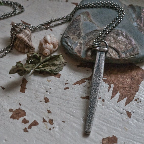 Iron nail necklace, cast sterling silver nail, alternative love token, commitment jewelry, talisman amulet, witchy gift, occult jewelry