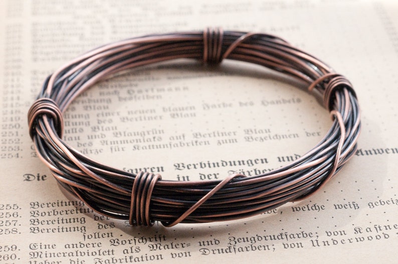 Thick chunky rustic wire wrapped bangle oxidised copper, silver or brass stacking bangles, wound and bound, infinity bracelet, unisex bangle image 5