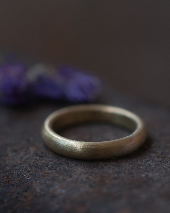 Half round wedding ring, softly rounded with a rustic yet silky satin matt finish, available in wide and slim widths, simple wedding bands.