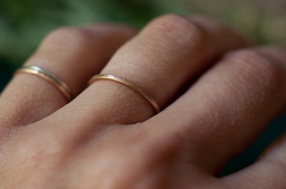 Solid gold wedding band, super skinny gold band, real gold stacking ring, alternative wedding ring, bridal jewelry, stacking wedding band.