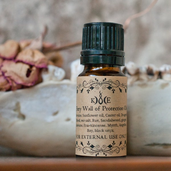 Fiery Wall of Protection Oil, 10ml witch oil for protection rituals or spells, use to anoint the body, tools or possessions, barrier magic