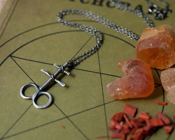 Leviathan Cross necklace, the alchemical symbol for Brimstone in sterling silver, a gender neutral magick talisman and gift for witchy folk