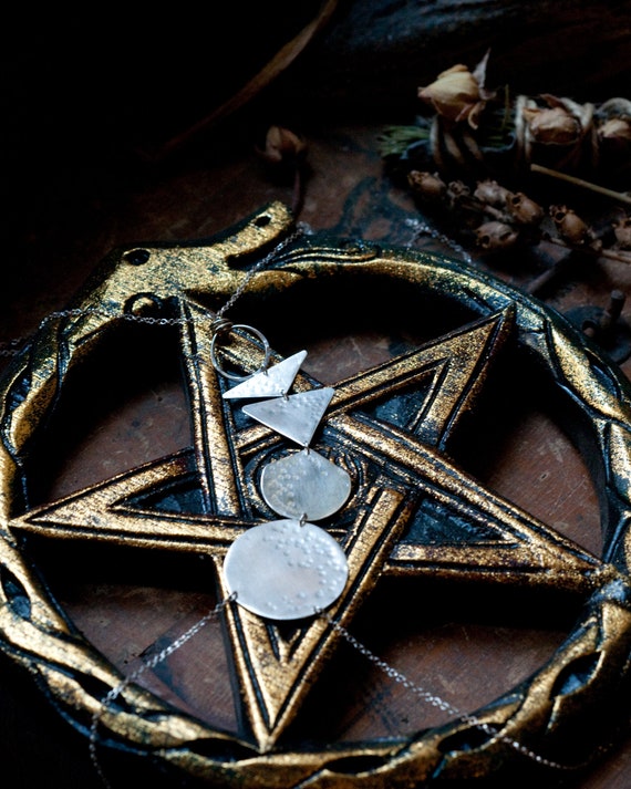 Moon phase, lunar cycle, geometric design body chain, body harness, hammered sterling silver, oxidised or polished, also available in brass
