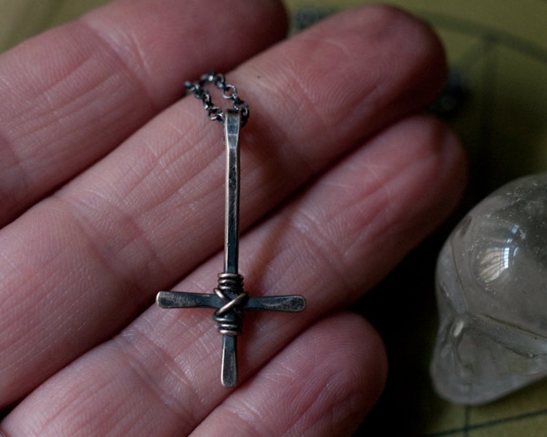 St. Peter's Cross Necklace Inverted Crucifix Pendant - Etsy UK