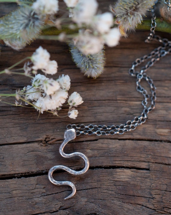 Sterling silver snake pendant necklace, to honour all snake goddesses an amulet for fertility, wisdom, and protection