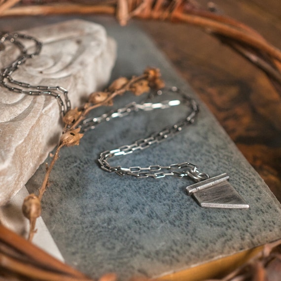 Sterling silver French Guillotine blade pendant, political jewelry dreaming of revolution, a protest necklace for witches of all genders