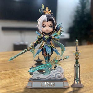 Custom Chibi Ling Figure | Hand-Sculpted, Painted Resin Gamer Collectible (Desk Decor)