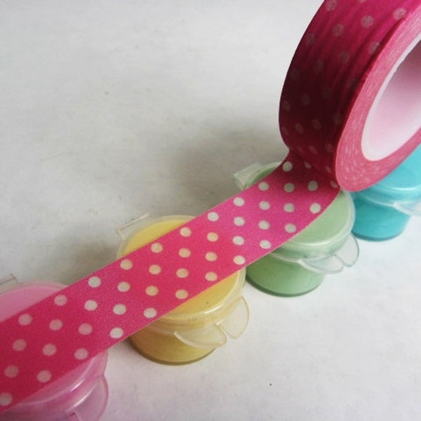 Washi Tape, Pink Polka Dot Washi Tape, Pink Japanese Washi Tape