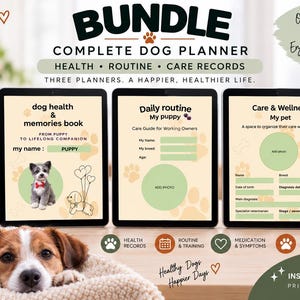 バンドル | 犬の完全プランナー | 健康、ルーティン、ケア記録 | 印刷可能なPDF