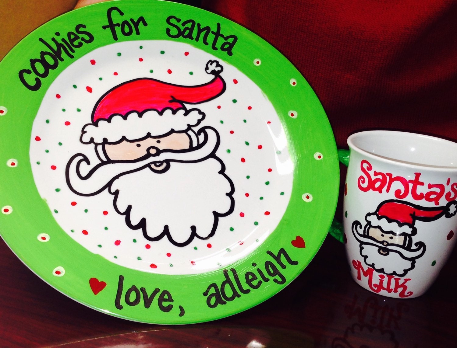 Santa Plate Hand Painted Cookies for Santa Plate and Mug Etsy