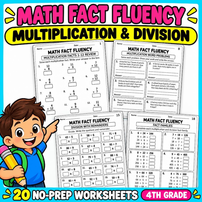 Create Your Math Problem Worksheet 4th Grade Math Fact Fluency Worksheets | Multiplication & Division ...