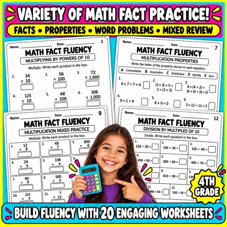 Create Your Math Problem Worksheet 4th Grade Math Fact Fluency Worksheets | Multiplication & Division ...