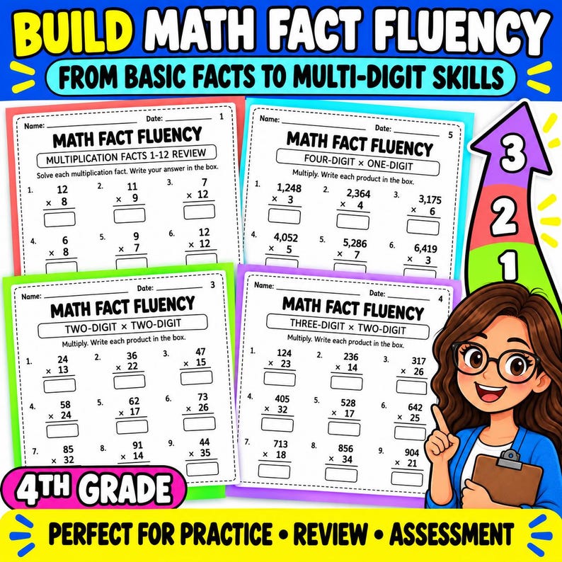 Create Your Math Problem Worksheet 4th Grade Math Fact Fluency Worksheets | Multiplication & Division ...