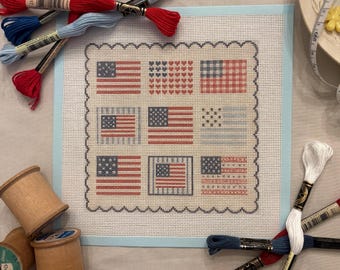 American Flag Needlepoint Canvas | 18 Mesh Needlepoint | Patriotic Needlepoint Canvas | 4th of July Stitching Project
