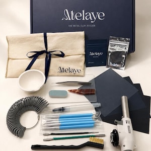Silver Clay DIY Schmuck Kit – DIY Ring Set für Anfänger mit 7 g 999 Silberton, Steinen und Gasbrenner-Aufsatz