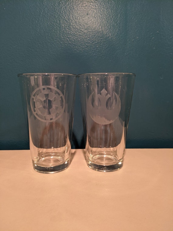 Star Wars Drinking Glass Set of 4 Etched Rocks Whiskey Glasses.