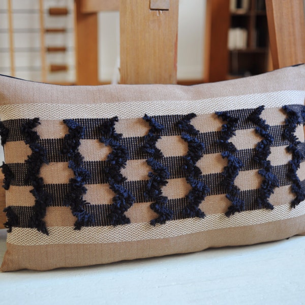 Fodera per Cuscino intrecciato con tessitura / Fiber art / cotone & lino