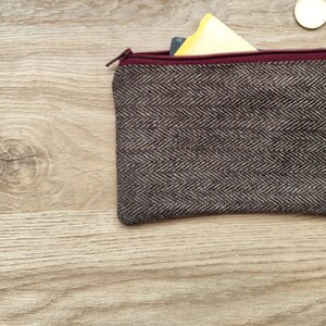 Monedero marrón, monedero espiga marrón, cartera marrón, cartera cuadros - Ava