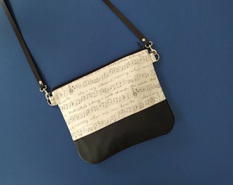 Music handbag, music crossbody bag, musical notes, musicians handbags, music purse - DoReMi