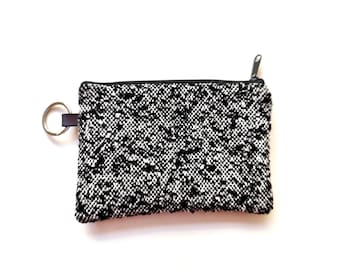 Wool purse, vegan purse, women purses, black wool bag, black and white wallet,wool coin purse, black purse - Lily