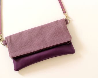 Purple women bag, purple purse, purple crossbody bag, purple foldover bag, purple clutch bag, clutch purse, purple vegan bag - Doubt