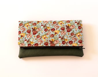 Floral Clutch, Handmade Vegan Leather Flowers Bag