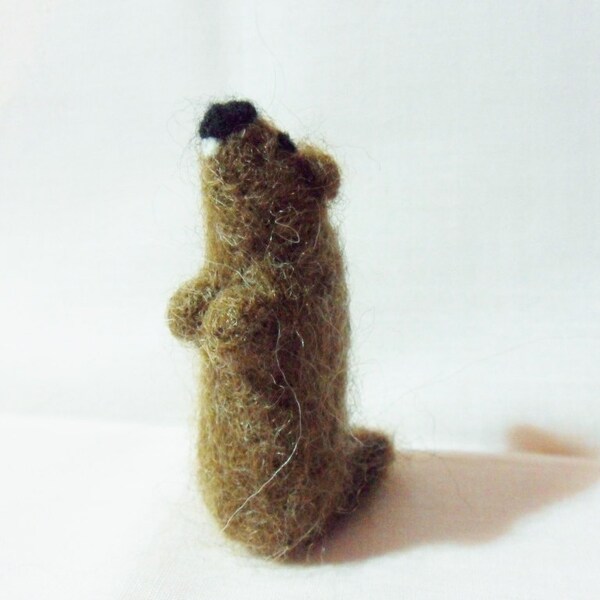 Needle Felted Groundhog -  miniature groundhog figure - 100% Finnnish wool - wool felt groundhog