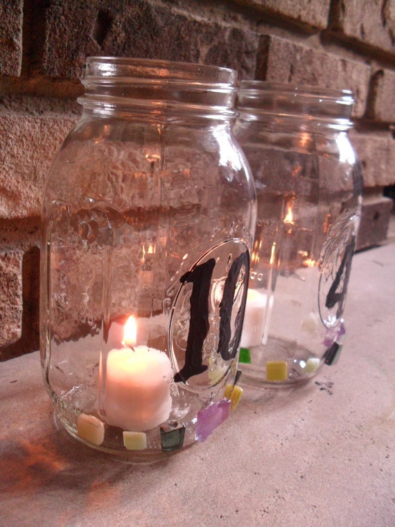 Items similar to Mason Jar Table Numbers on Etsy