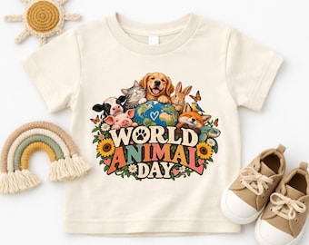 World Animal Day Toddler Shirt, Animal Lover Kids Tee, Cute Animal TShirt, Wildlife Kids Shirt, Earth Day Animal Tee