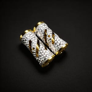 Hand-Hammered Aluminum Reel Knobs, Crater-Textured Hollow Design, Gold-Silver Finish (DIY Replacement)
