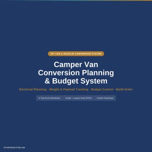 Camper Van Conversion Planner | Budget Tracker, Electrical & Payload Planning, Skoolie Build Spreadsheet
