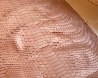 Rosewood Nude Borneo Python Skin, Back Cut Bleached Snake Leather, Semi Gloss Finish, Exotic Python Hide