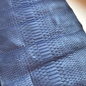 Pelle di serpente del Borneo per forniture artigianali, vera pelle esotica color blu ardesia fumé.