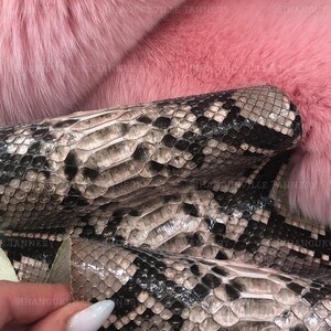 Genuine Reticulated Python Leather Hide Natural Brown Glossy | Unbleached Belly Skin Snakeskin Leather for Bags Wallets & Crafts