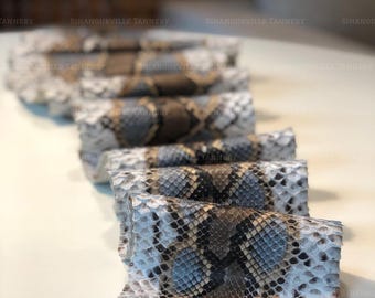 Echtes, retikuliertes Pythonleder, dunkelbraun matt | Ungebleichtes Schlangenleder für Taschen, Geldbörsen & Bastelarbeiten